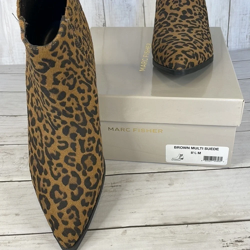 NIB Marc Fisher Leather Animal Print Chelsea Bootie